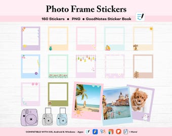 Photo Frame Digital Stickers, GoodNotes Journal Stickers (PNG)