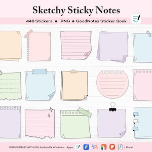 sketchy digital stickers, digital sticky notes, digital planner stickers, goodnotes stickers, digital note taking, png sticker, cute sticker