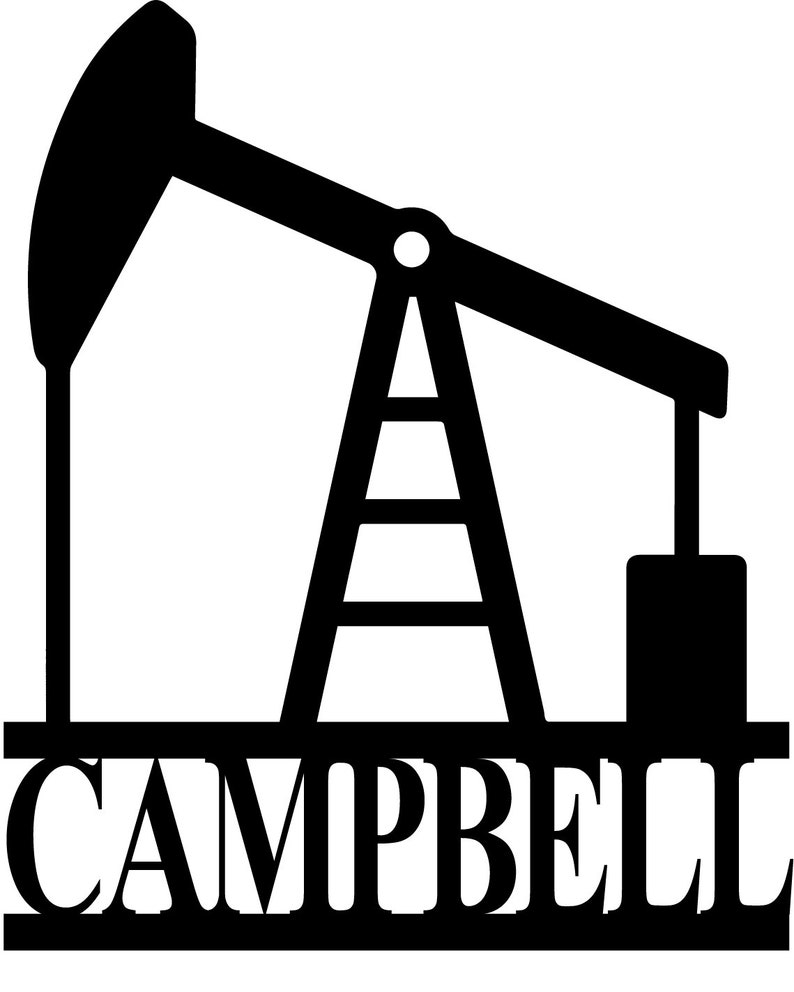 Pump Jack Oil Rig SVGs for last name or address sign designed for Plasma Cutters image 1