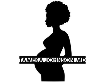 Editable Text OBGYN African American Mother Doctor Sign SVG Vector  - Digital Download - No Physical Product