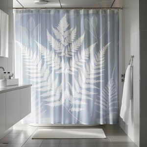 Shower Curtain - Tranquil Ferns - Blissful Blue