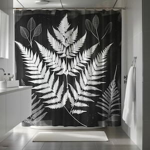 Shower Curtain - Tranquil Ferns - B&W