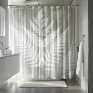 Shower Curtain - Tranquil Ferns - Evergreen Fog