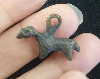 Original ! Ancient Roman Bronze Knight Horse Bead Pendant Collectible!