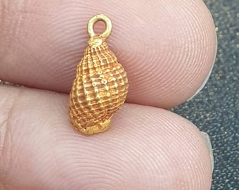 Antique Genuine Solid 22K Gold Pyu conch Shell Bead Pendant With Loop For Jewelry Designs