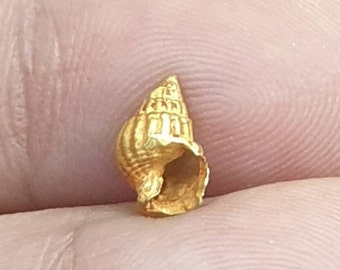 Antique Genuine Solid 22K Gold Pyu conch Shell Intaglio Bead Pendant  For Jewelry Designs