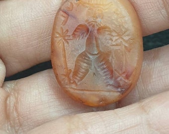 Ancient Carnelian Savager Intaglio Signet Stamp Old Seal bead For Create Jewelry collectible