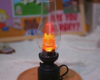 Kawaii Calcifer Night Light-Howl's Moving Castle Lamp- Cute Anime Decor & Perfect Gift for Fans! Illuminate Your Space with Enchanting Glow!