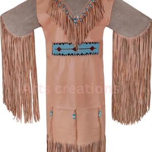 Handmade Native Style Buckskin Dress: Fringe & Beaded Powwow Costume