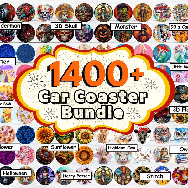 1400 + Car Coaster Sublimation Designs Bundle, Car Coaster PNG, Car Coaster Wrap PNG, Car Coaster Designs, Round Car Coaster Sublimation