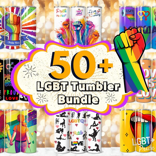 50 + LGBT Tumbler Wrap Designs Bundle, Pride Tumbler Design, Love is Love Tumbler, 20 oz  LGBT Sublimation, Pride Flag PNG, Lgbtq+ Tumbler