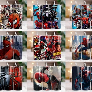 260 Spiderman Tumbler Wrap Designs Bundle, 20 oz Spiderman Sublimation Designs, Spiderman Wrap PNG, Marvel Tumbler Wrap PNG, Kids Tumbler zdjęcie 8