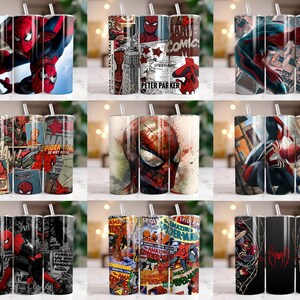 260 Spiderman Tumbler Wrap Designs Bundle, 20 oz Spiderman Sublimation Designs, Spiderman Wrap PNG, Marvel Tumbler Wrap PNG, Kids Tumbler zdjęcie 6