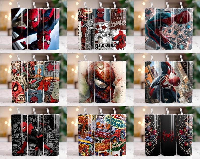 260 Spiderman Tumbler Wrap Designs Bundle, 20 oz Spiderman Sublimation Designs, Spiderman Wrap PNG, Marvel Tumbler Wrap PNG, Kids Tumbler zdjęcie 6