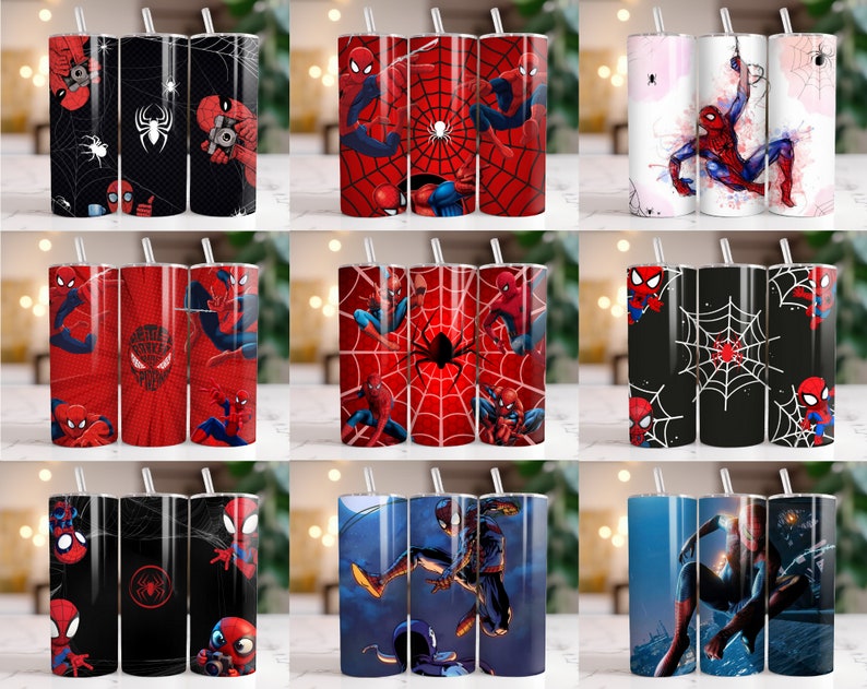 260 Spiderman Tumbler Wrap Designs Bundle, 20 oz Spiderman Sublimation Designs, Spiderman Wrap PNG, Marvel Tumbler Wrap PNG, Kids Tumbler zdjęcie 7