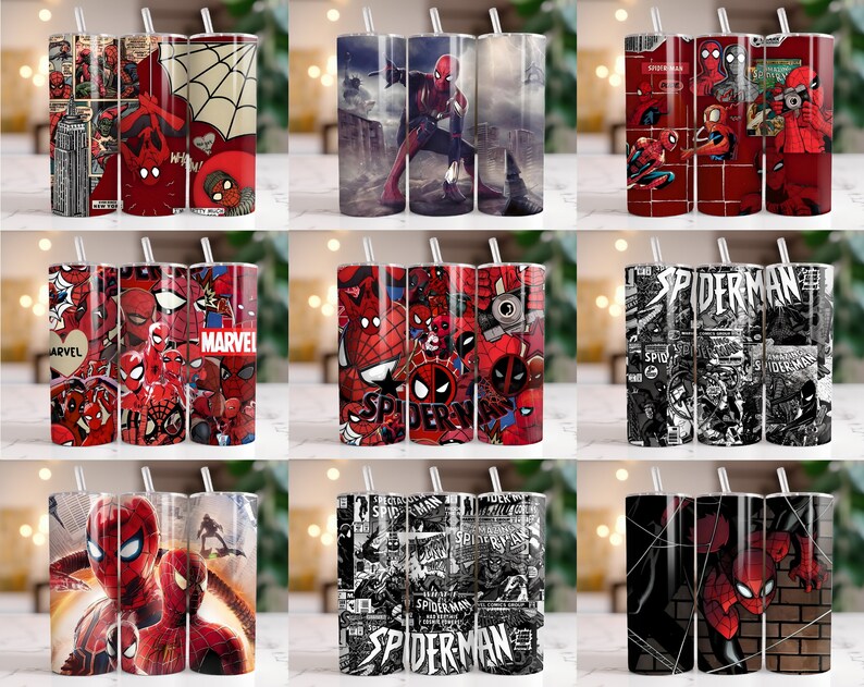 260 Spiderman Tumbler Wrap Designs Bundle, 20 oz Spiderman Sublimation Designs, Spiderman Wrap PNG, Marvel Tumbler Wrap PNG, Kids Tumbler zdjęcie 5