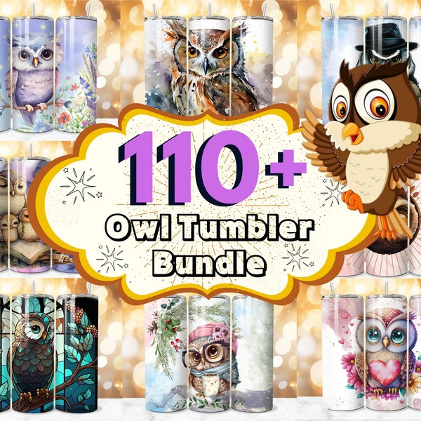 110 + Owl Tumbler Wrap Designs Bundle, Owl Sublimation Designs, 20 oz Owl Tumbler Wrap PNG, Night Owl Tumbler, Owl Lovers Tumbler, Owl PNG