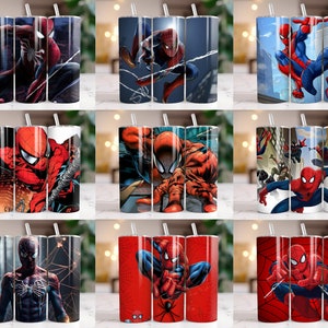 260 Spiderman Tumbler Wrap Designs Bundle, 20 oz Spiderman Sublimation Designs, Spiderman Wrap PNG, Marvel Tumbler Wrap PNG, Kids Tumbler zdjęcie 9