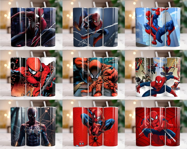 260 Spiderman Tumbler Wrap Designs Bundle, 20 oz Spiderman Sublimation Designs, Spiderman Wrap PNG, Marvel Tumbler Wrap PNG, Kids Tumbler zdjęcie 9