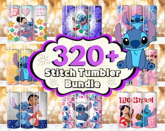 320 + Stitch Tumbler Wrap Designs Bundel, Stitch Sublimatie Designs, Lilo & Stitch Tumbler PNG, 20 oz Stitch Tumbler Wrap PNG, Stitch Wrap
