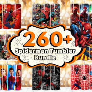 260 Spiderman Tumbler Wrap Designs Bundle, 20 oz Spiderman Sublimation Designs, Spiderman Wrap PNG, Marvel Tumbler Wrap PNG, Kids Tumbler zdjęcie 1