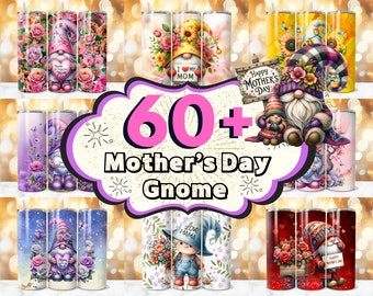 60 + Mother's Day Gnome Tumbler Wrap Bundle, Gnome Tumbler, Mothers Day Tumbler, Mama Tumbler, 20 oz Gnome Mama Tumbler, Mom Tumbler Design