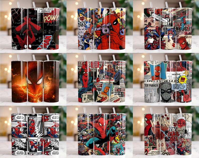 260 Spiderman Tumbler Wrap Designs Bundle, 20 oz Spiderman Sublimation Designs, Spiderman Wrap PNG, Marvel Tumbler Wrap PNG, Kids Tumbler zdjęcie 3