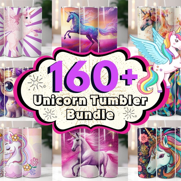 160 + Unicorn Tumbler Wrap Designs Bundle, 20 oz Unicorn Sublimation Designs, Magical Unicorn Tumbler, Horse Tumbler, Sparkly Pretty Unicorn