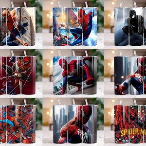 260 Spiderman Tumbler Wrap Designs Bundle, 20 oz Spiderman Sublimation Designs, Spiderman Wrap PNG, Marvel Tumbler Wrap PNG, Kids Tumbler zdjęcie 2