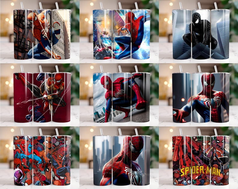 260 Spiderman Tumbler Wrap Designs Bundle, 20 oz Spiderman Sublimation Designs, Spiderman Wrap PNG, Marvel Tumbler Wrap PNG, Kids Tumbler zdjęcie 2