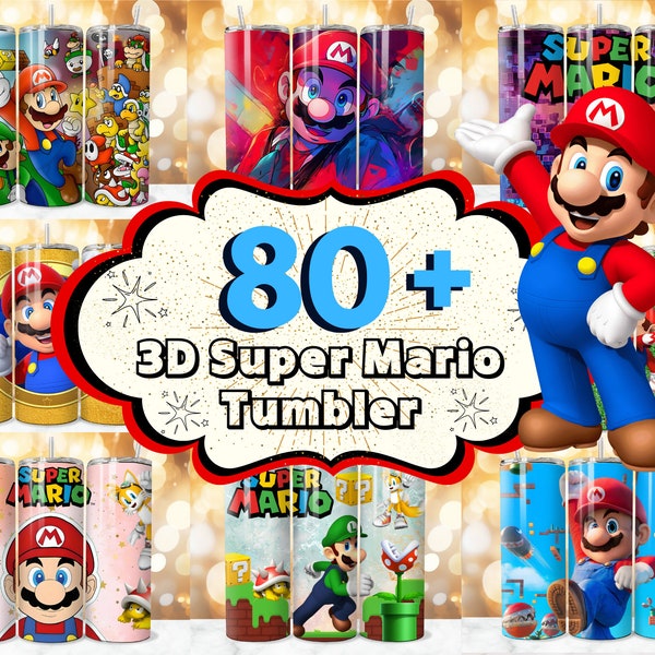 80 + Mario Tumbler Wrap Designs Bundle, Super Mario Sublimation Designs, 20 oz Mario Tumbler Wrap PNG, Mario Bros Tumbler Wrap, Kids Tumbler