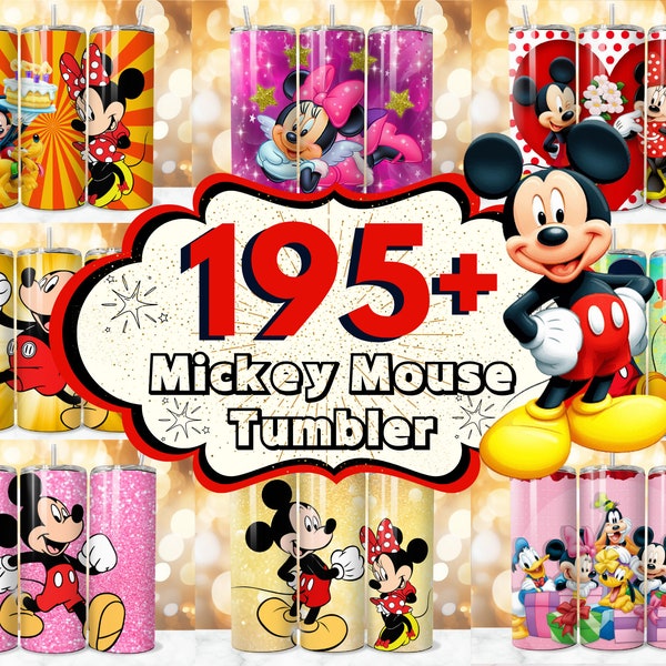 195 + Mickey Mouse Tumbler Wrap Bundle, 20 oz Mickey Sublimation Designs, Minnie Tumbler PNG, Cartoon Tumbler Wrap PNG, Kids Tumbler Wrap