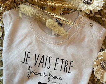 Le mini T-shirt enfant ou bébé personnalisé / Annonce grand-frère / Grande-soeur / teeshirt / Cadeaux objets et textiles personnalisés