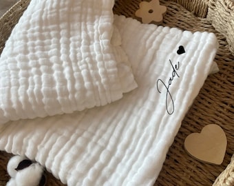 Personalized baby cotton gauze blanket