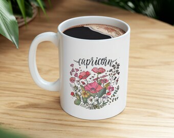 Astrology Sign - Capricorn Flower Mug