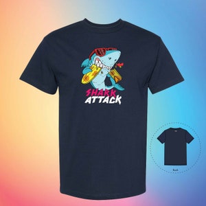 SHARK ATTACK le t-shirt graphique, rare chemise à la mode unisexe petite amie petit ami | T-shirts exotiques
