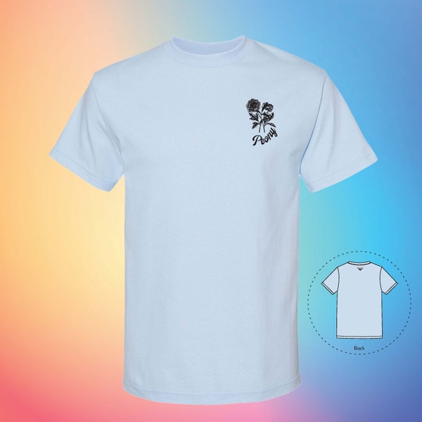 PEONY Flowers and Leaves Tee, Custom Unisex Girlfriend Boyfriend Trendy Shirt | Summer T-Shirts (Personalized)
