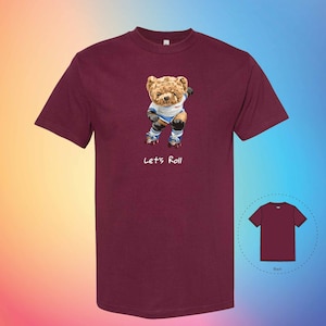 ROLLER BLADING The Bear Tee, Handmade Unisex Girlfriend Boyfriend Trendy Shirt | Cute T-Shirts