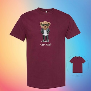 ROCK AND ROLL ベアTシャツ、ハンドメイドユニセックスガールフレンドボーイフレンドトレンディシャツ | かわいいTシャツ