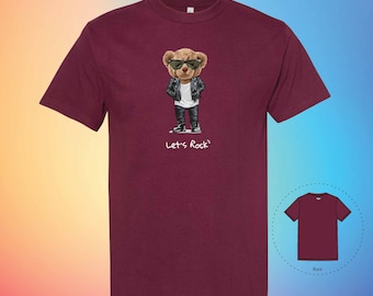 Rock and Roll Bear Tee, Unisex Graphic T-Shirt, American Apparel