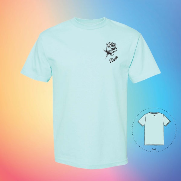 ROSE Flowers and Leaves Tee, Custom Unisex Girlfriend Boyfriend Trendy Shirt | Summer T-Shirts (Personalized)