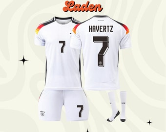 Maglia da casa della squadra tedesca della Coppa dei Campioni 2024, maglia da calcio n. 7 Havertz, n. 8 Kroos, n. 13 Muller, n. 6 Kimmich, set maglia per bambini