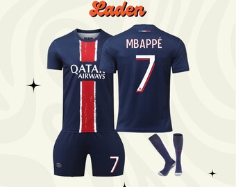 2425 Camiseta local del Paris Saint-Germain, camiseta de fútbol número 7 de Mbappé, número 9 de Ramos, número 10 de Dembélé, conjunto de camisetas para niños