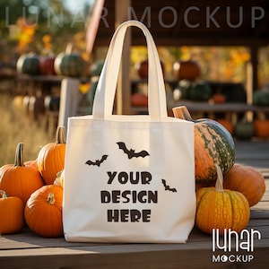 Makieta torby płóciennej Makieta torby płóciennej Biała torba płócienna Makieta torby płóciennej Makieta torby na zakupy Makieta Halloween Makieta jesieni Święto Dziękczynienia