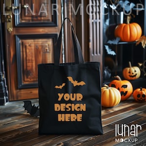 Makieta torby na Halloween Makieta czarnej torby Makieta torby płóciennej Makieta torby na zakupy Makieta naturalnej torby Makieta Halloween Makieta jesieni