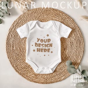 Boho Baby Bodysuit Mockup White Baby Onesie Mockup Rabbit Skins 4400 Mockup Bella Canvas 100B Newborn Bodysuit Mock up Baby Shower