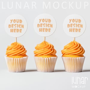 Cupcake Topper Mockup Aniversário Cupcake Mockup Favor Mockup Blank Cupcake Topper Mockup Chá de Bebê Bolo Toppers Mockup Favor Tag Mockup