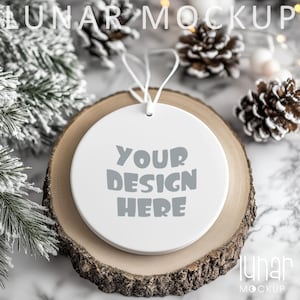 Christmas Mockup Christmas Ornament Mockup White Round Ceramic Ornament Mock up Blank Tree Ornament Mockup Christmas Mock up Canva Mockup