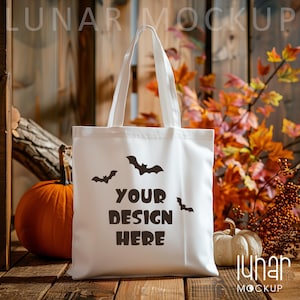 Makieta torby typu tote Biała torba typu tote Makieta płócienna torba typu tote Makieta płócienna torba Naturalna torba typu tote Makieta torby na zakupy Makieta Halloween Makieta jesieni