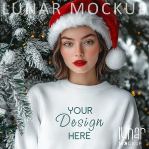 Bluza świąteczna Makieta Biała Gildan 18000 Makieta Makieta Bluza damska Gildan Bluza z kapturem Makieta Bluza z okrągłym dekoltem Makieta Up